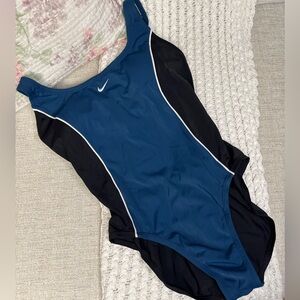 Nike Women's Navy and Black One-Piece Swimsuit